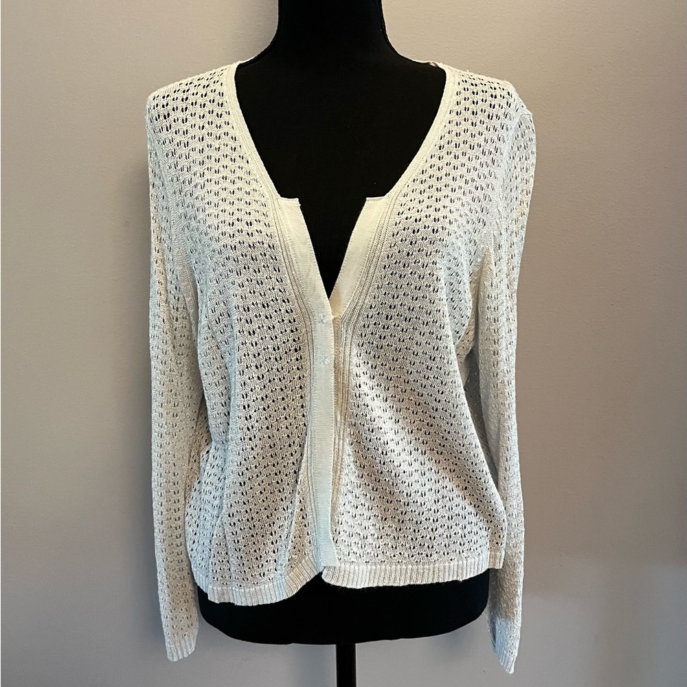 NIC+ZOE Size XL Cardigan in Light Grey/Taupe